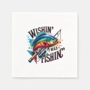 Fisher Gift Wishing I Was Fishing Napkin