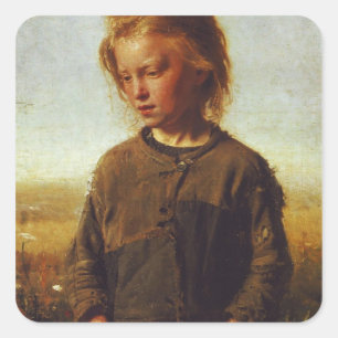 Fisher girl, 1874 square sticker