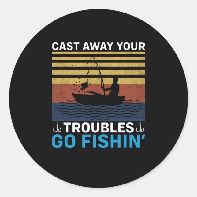 Fisher Go Fishing Classic Round Sticker (Front)