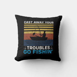 Fisher Go Fishing Throw Pillow