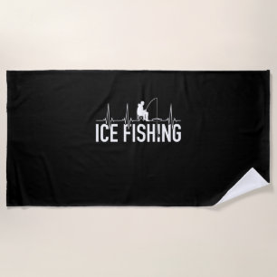 Fisher Ice Fishing Heartbeat Beach Towel