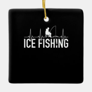 Fisher Ice Fishing Heartbeat Ceramic Ornament