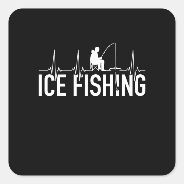 Fisher Ice Fishing Heartbeat Square Sticker (Front)