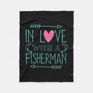 Fisher In Love With A Fisherman Fleece Blanket
