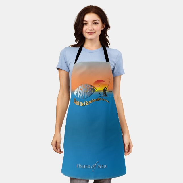 Fisher of Men | All-Over Print Apron, Medium Apron (Worn)