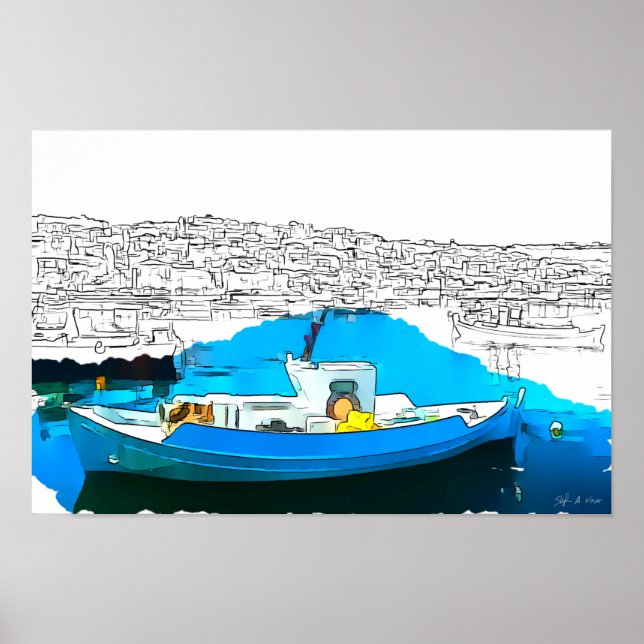 Fisherboat in Koroni Harbour A1 - Poster (Front)