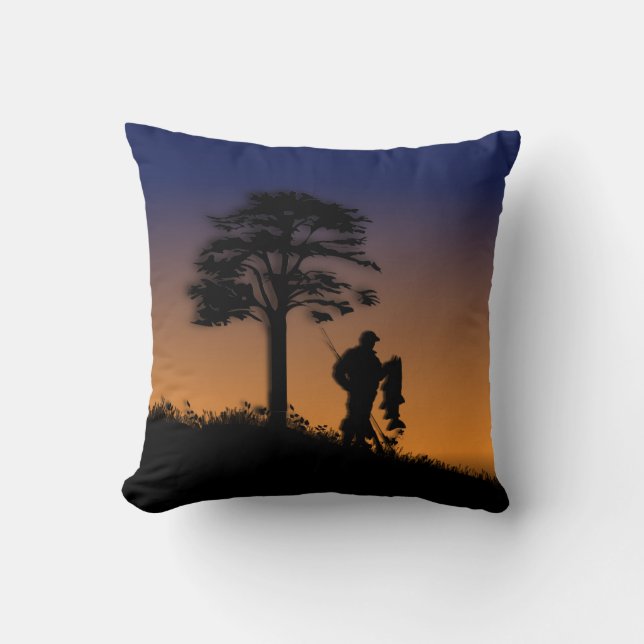 Fisherman at Dusk Throw Pillow (Front)