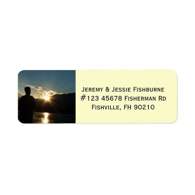 Fisherman at Sunset Fishing Business Label (Front)