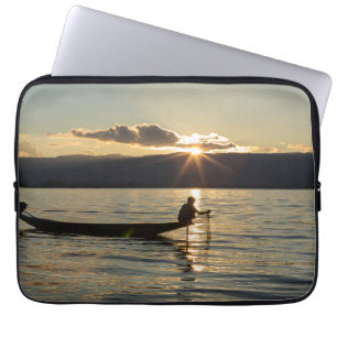 Fisherman At Sunset Laptop Sleeve