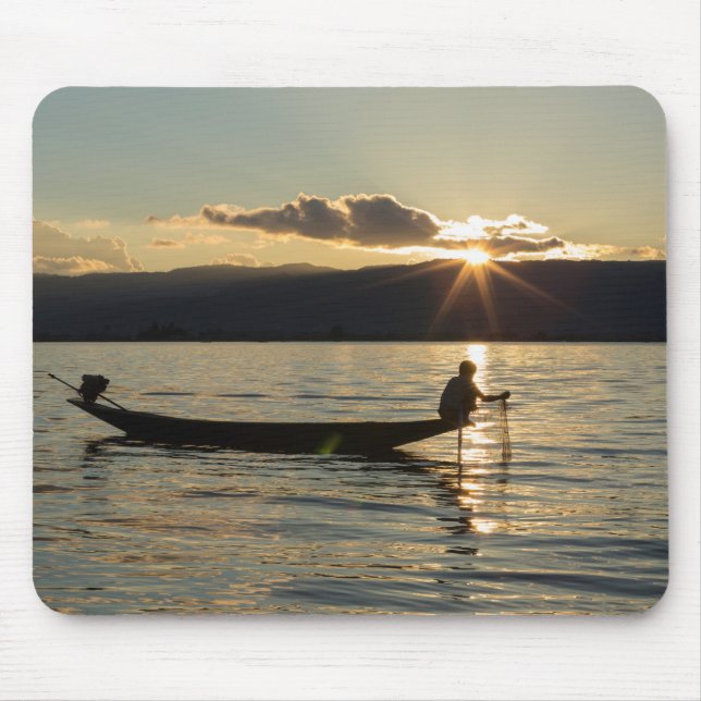 Fisherman At Sunset Mouse Pad (Front)