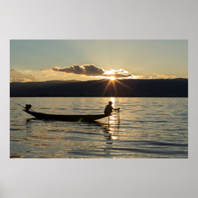 Fisherman At Sunset Poster (Front)