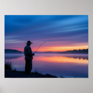 Fisherman at Sunset Poster