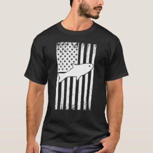 Fisherman Bass Fishing American Flag Usa Patriotic T-Shirt