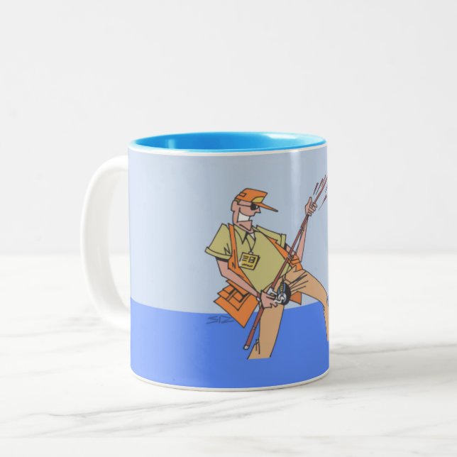 Fisherman blue two tone mug (Front Left)