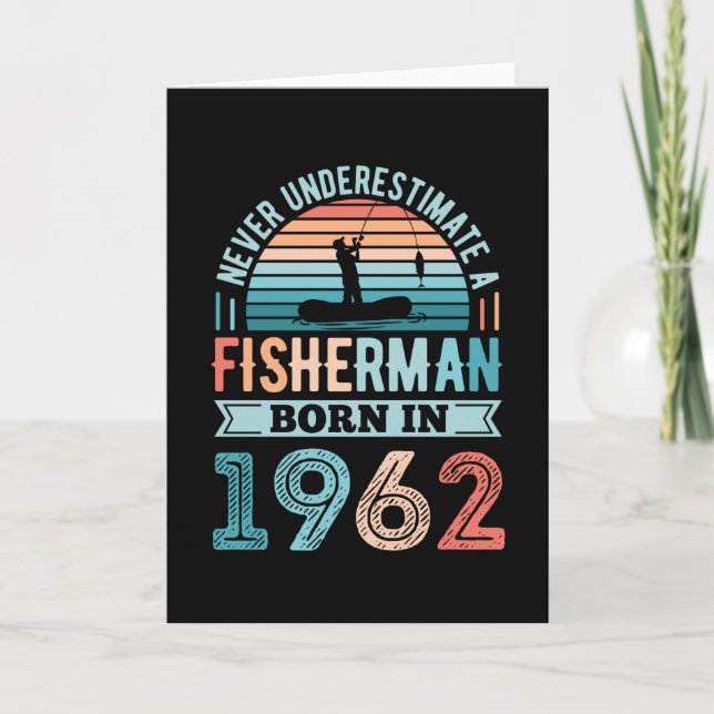 Fisherman born 1962 Fishing 60th Birthday Gift Card (Front)