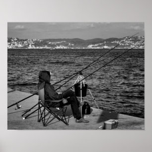 Fisherman by Bosphorus in Istanbul Poster