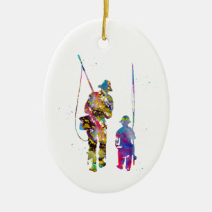 Fisherman Ceramic Ornament