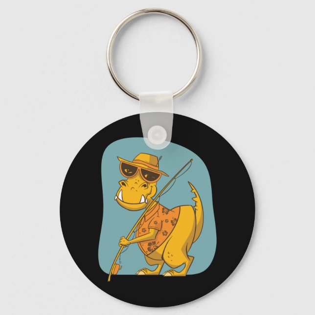 Fisherman Dinosaur  Keychain (Front)