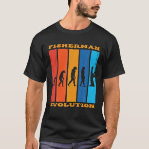 Fisherman Evolution , Vintage Retro T-Shirt