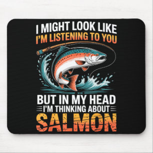 Fisherman Fish Angler Thinking About Salmon Fishin Mouse Pad