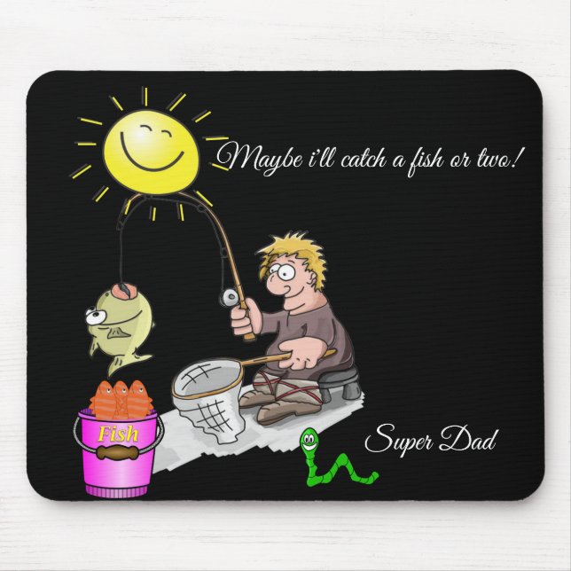 Fisherman Fish Sun Super Dad  Mouse Pad! Mouse Pad (Front)