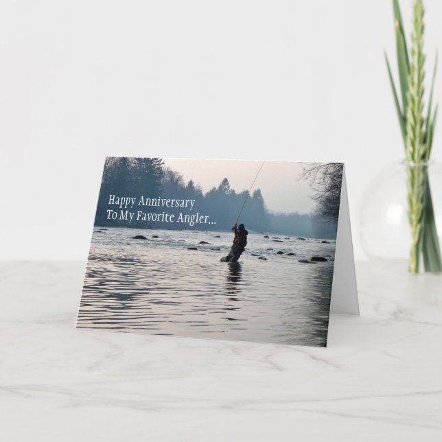 Fisherman Fishing Anniversary Card (Front)