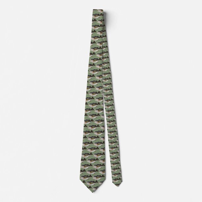 Fisherman Fishing Large Mouth Bass Fish Tie (Front)