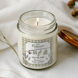 Fisherman Gingham Clothesline Fishing Baby Shower Square Sticker