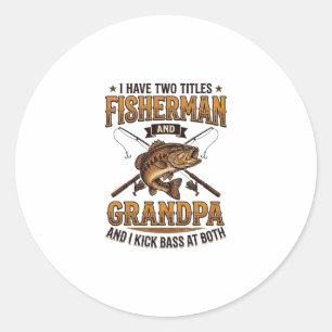 Fisherman Grandpa Vintage Engraving Fishing Shirt_ Classic Round Sticker