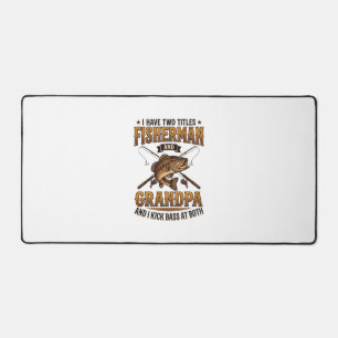 Fisherman Grandpa Vintage Engraving Fishing Shirt_ Desk Mat