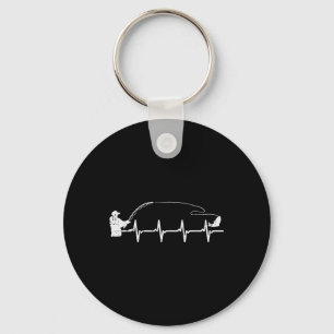 Fisherman Heartbeat Fishing Angler Men Boys Kids W Keychain