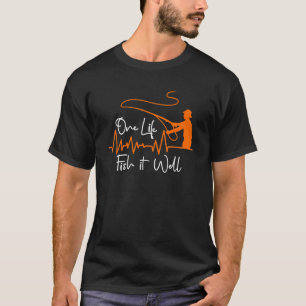 Fisherman Heartbeat Fishing Design T-Shirt