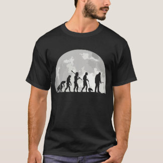 Fisherman Human Evolution Moon Vintage Fishing T-Shirt