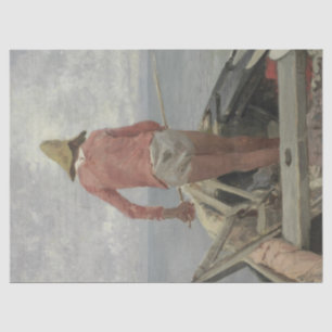 Fisherman in His Boat (by Vincenzo Caprile) Tissue Paper