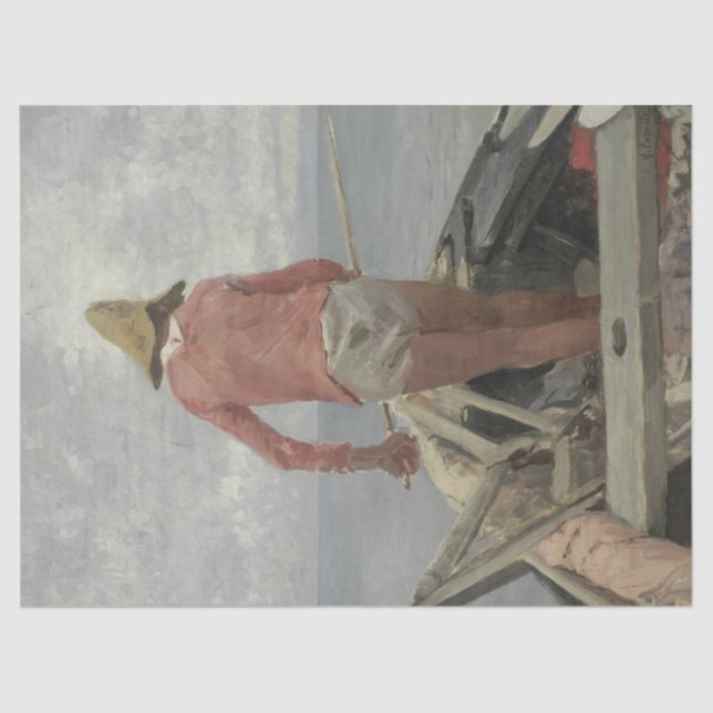 Fisherman in His Boat (by Vincenzo Caprile) Tissue Paper (Front)