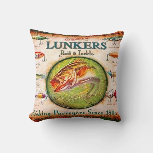 "Fisherman Lunker" Throw Pillow (Front)