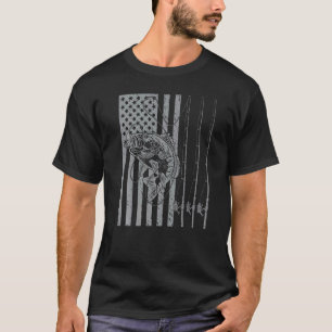 Fisherman Men Boy Kids Vintage USA US Flag Bass Fi T-Shirt