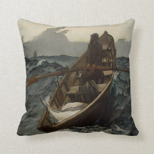 Fisherman, Old Man Throw Pillow