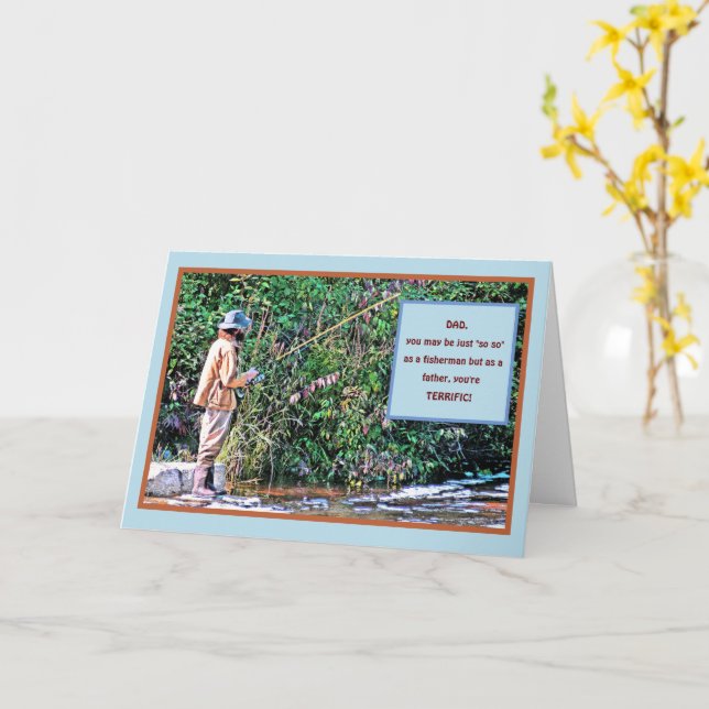 FISHERMAN ON BANKS FISHING/FATHERS DAY CARD (Yellow Flower)