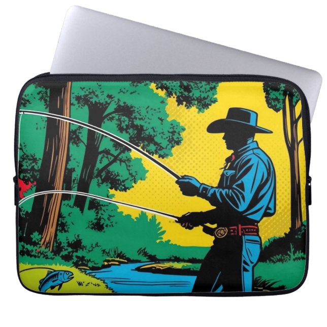 Fisherman on Riverbank  Electronics Bag (Front)