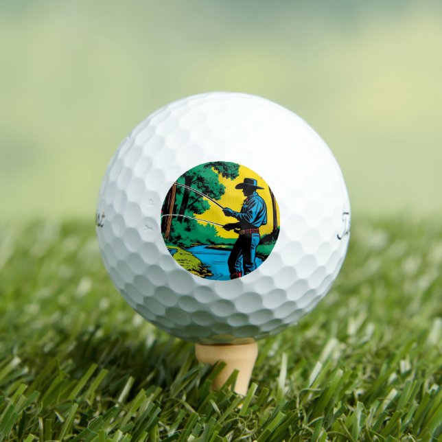 Fisherman on Riverbank  Golf Balls (Insitu Tee)