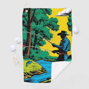 Fisherman on Riverbank Golf Towel