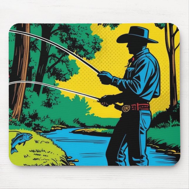 Fisherman on Riverbank  Mouse Pad (Front)