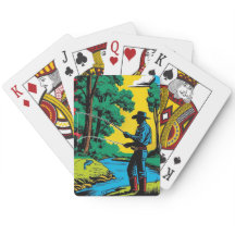 Fisherman on Riverbank  Playing Cards 
