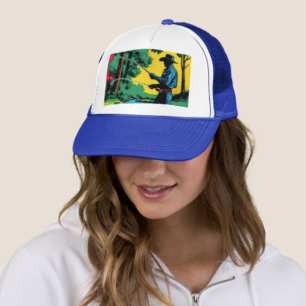 Fisherman on Riverbank Trucker Hat