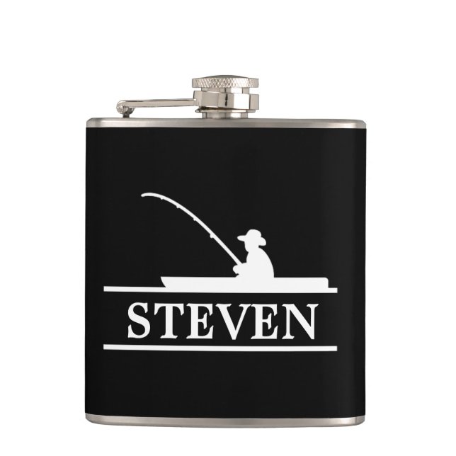 Fisherman Personalized Vinyl Wrapped Flask (Front)