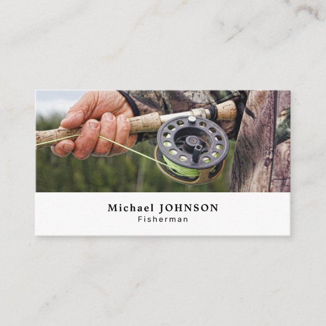 Fisherman Portrait, Fisherman, Fisher Business Card (Front)