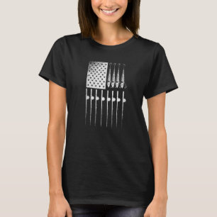 Fisherman Pride Us Flag Fishing Hook Proud Fisherm T-Shirt