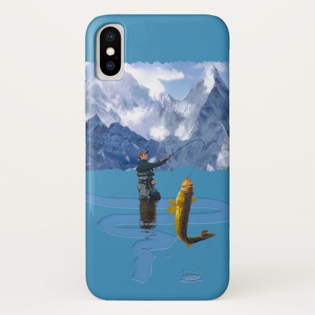 Fisherman & Rod Fishing Outdoors Design 2 Case-Mate iPhone Case (Back)