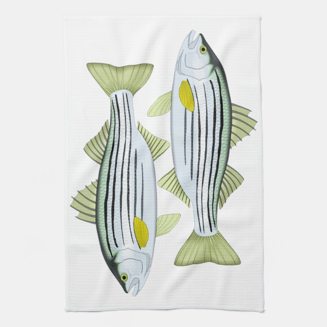 Fisherman Striped Bass Kitchen Towel (Vertical)